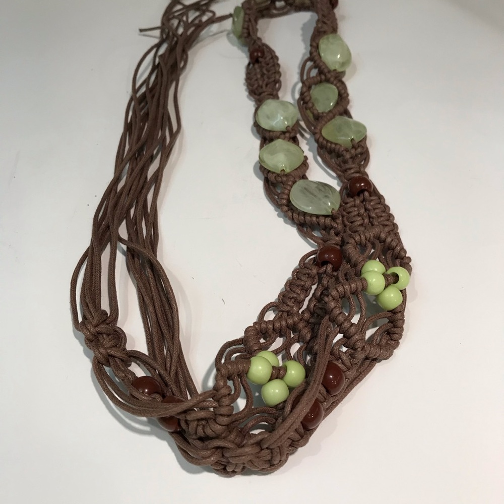 Macrame Style Belt with Green and Brown Stones